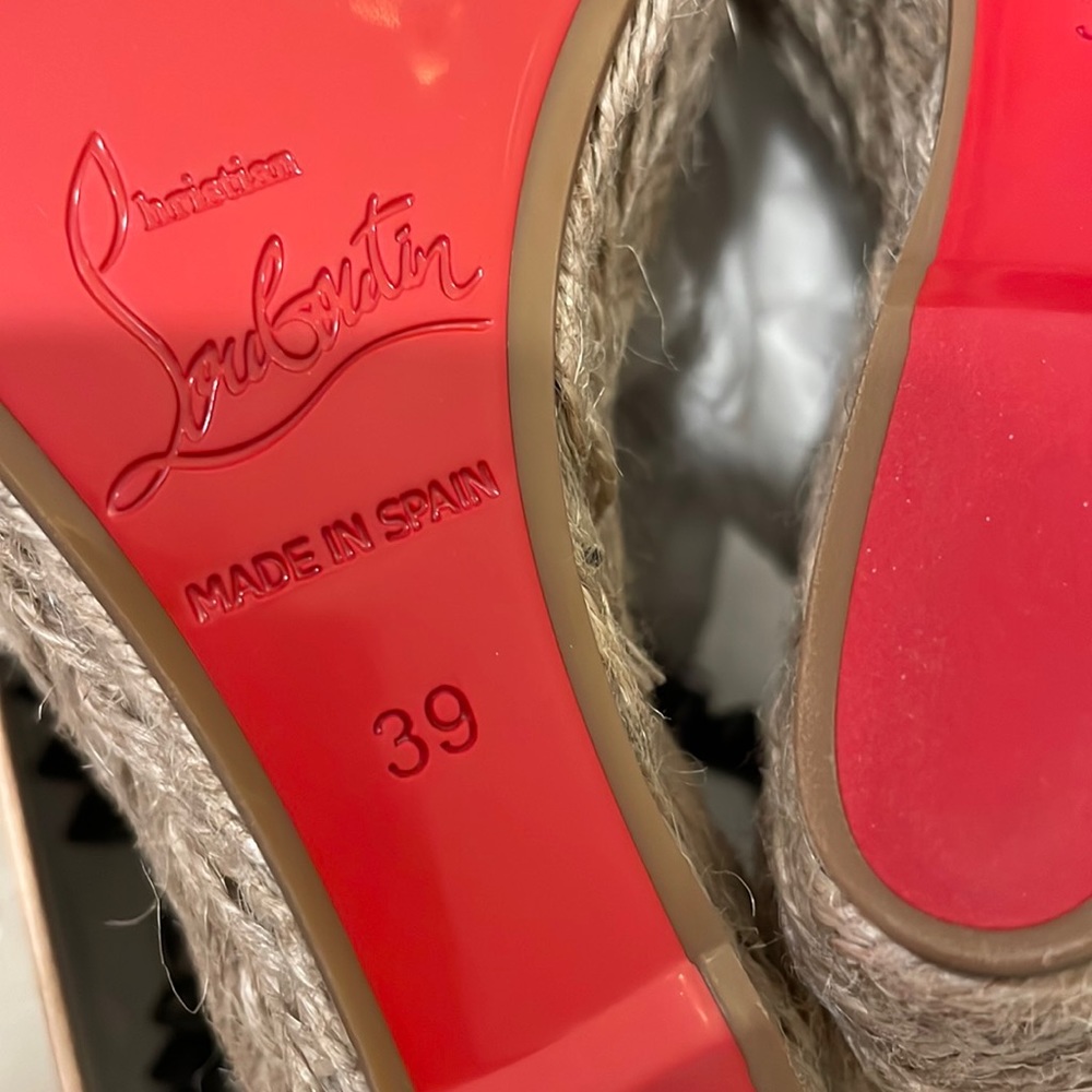 Christian Louboutin mafaldina zeppa black 120mm wedge espadrille sandal sz 39 - Picture 9 of 14